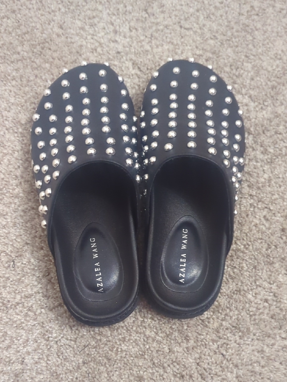 Azalea Wang Black Studded Clog Mules